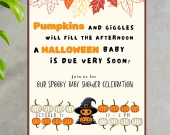 Spooky Baby Shower Invitation, Halloween Baby Shower Invite, Halloween Baby Shower Invitation Digital, Halloween Invite, Spooky Baby Shower