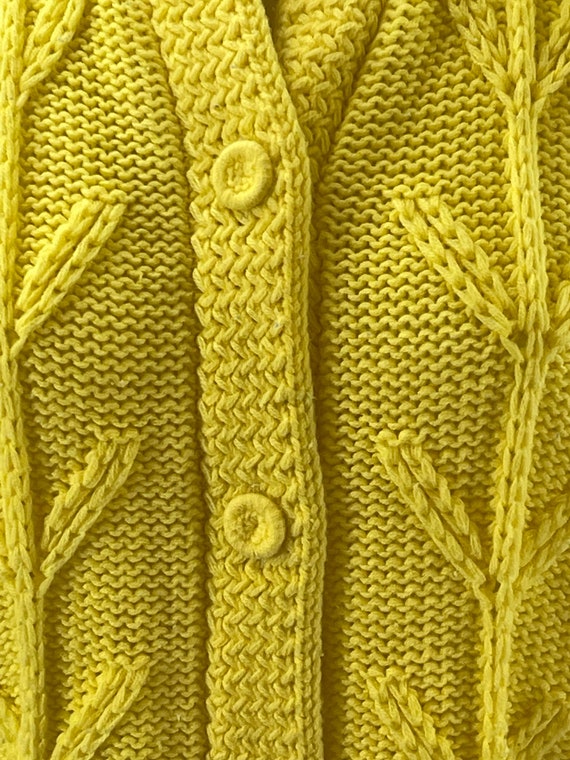 Acrylic Yellow Cable Knit Cardigan - image 2