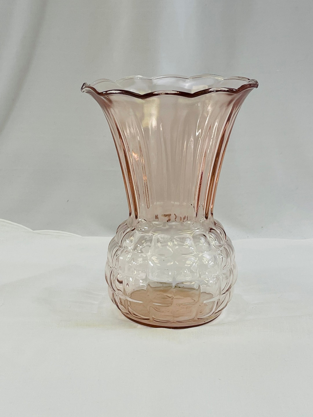 Pink Depression Glass Vase Etsy
