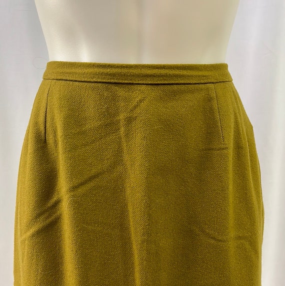 Vintage Olive Green Wool Skirt W:26 - image 2