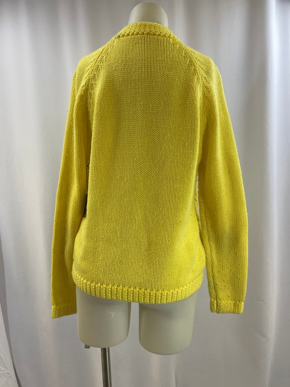 Acrylic Yellow Cable Knit Cardigan - image 5