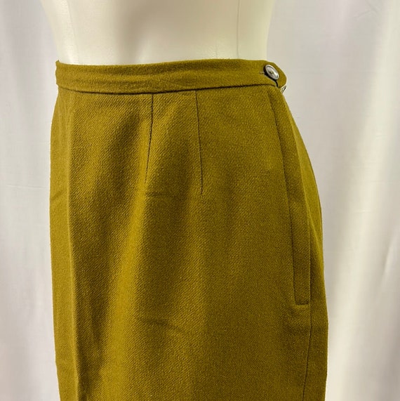 Vintage Olive Green Wool Skirt W:26 - image 3
