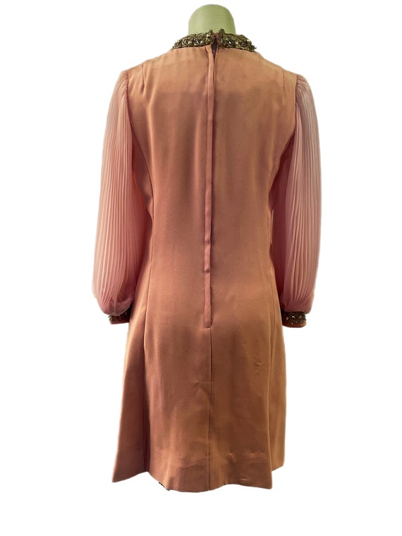 1970 Pink Mod Dress With Chiffon Sleeves - image 2