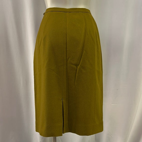 Vintage Olive Green Wool Skirt W:26 - image 4