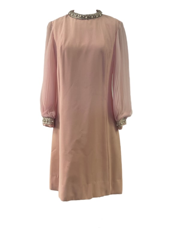 1970 Pink Mod Dress With Chiffon Sleeves - image 1
