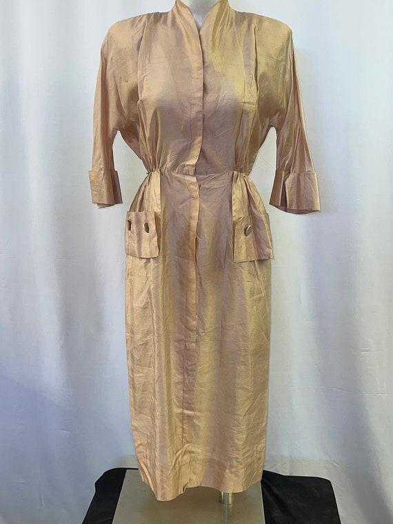 40s Raw Silk Peplum Dress