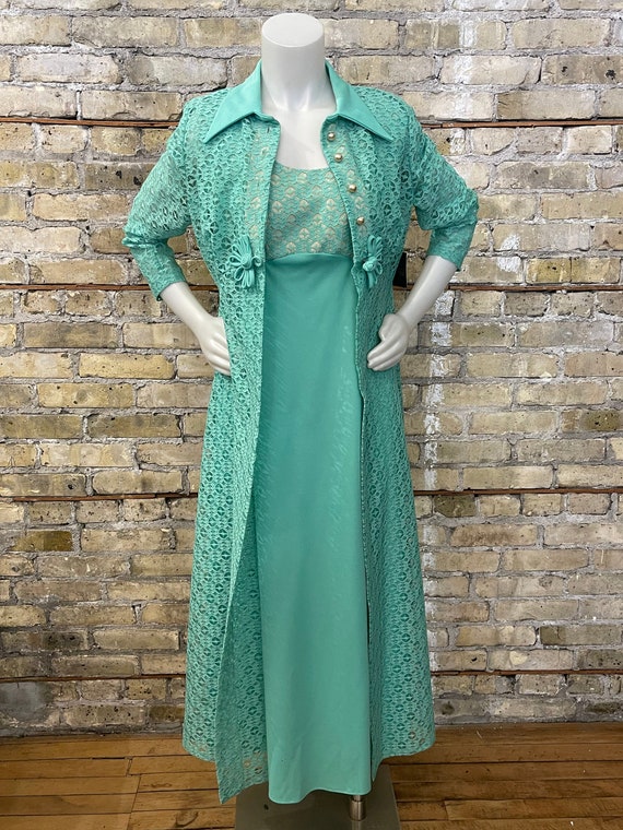 Volup Full Length 70s Gown & Lace Coat W:36 - image 5