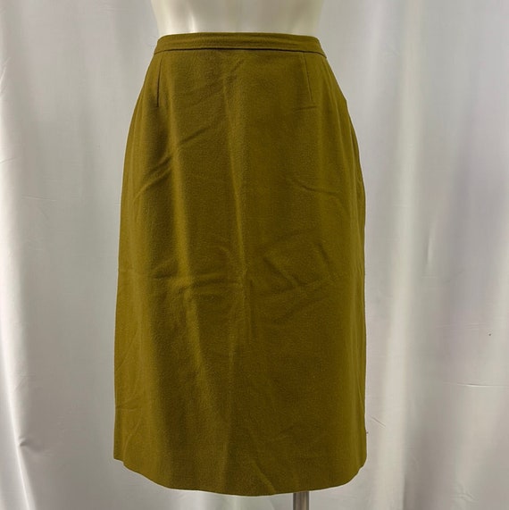 Vintage Olive Green Wool Skirt W:26 - image 1