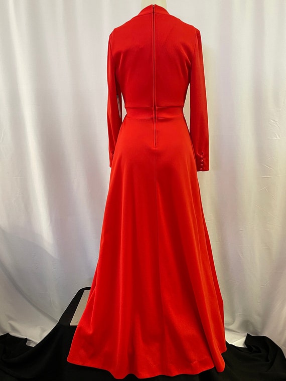 70s Tomato Red Maxi Dress - image 4