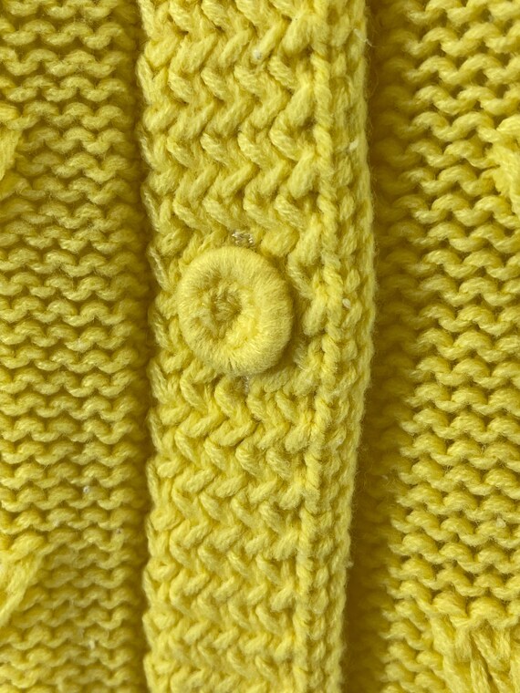 Acrylic Yellow Cable Knit Cardigan - image 4