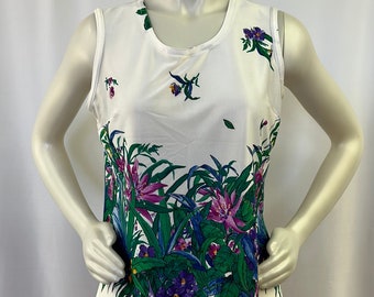 70s Floral Polyester Tank Top