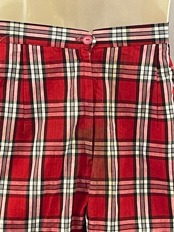 Volup Red Plaid Pedal Pushers - image 3