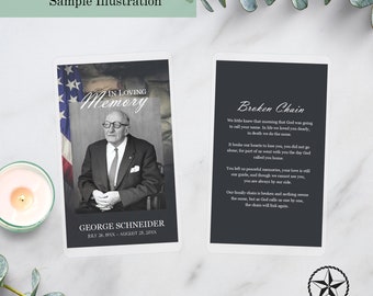 English Memorial Card | Laminated Prayer Card | Veteran | Funeral Card | Keepsake Card | Memory Card | Laminated Card | Patriotic