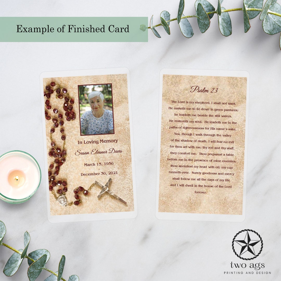 Prayer Card Memorial Card Laminated Prayer Card Rosary Beads