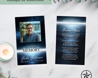 English Memorial Card | Laminated Prayer Card | Night Ocean | Funeral Card | Keepsake Card | Memory Card | Laminated Card