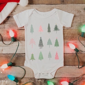 BoHo Christmas Tree Onesie, Christmas Baby Onesie, Christmas Baby Bodysuit, First Christmas, Holiday Onesie, Infant Baby Rib Bodysuit