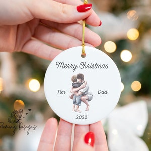 Personalized Dad Son Ornament, Single Dad Ceramic Ornament, Personalization Ornament, Fathers Day Gift, Christmas Gift, Secret Santa Gift