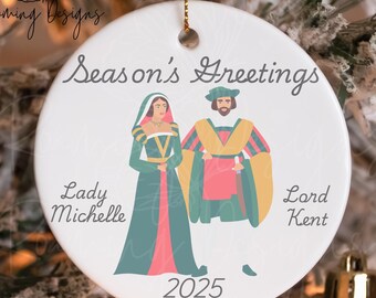 Personalized Renaissance Lady Lord Christmas Ornament, Custom Lady Lord Name Year Ornament, Medieval Times Wedding, Bridgerton Era Gift
