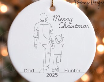 Personalized Father Son Christmas Ornament, Custom Single Father Name Year Ornament, Fathers Day Gift, Boy Dad Ornament, Daddy's Buddy Gift