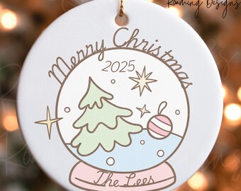 Personalized Snow Globe Family Name Ornament, Custom Last Name Year Ornament, Custom Snow Globe Christmas Family Ornament, Snow Globe Gift