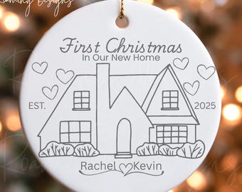Personalized First Christmas In Our New Home Ornament, Custom Name Year New Home Ornament, Realtor Gift, Homers Xmas Gift, Newlywed Gift