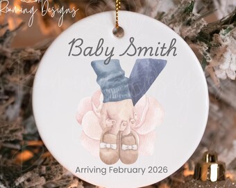 Personalized Baby Announcement Ornament, Custom Baby Last Name Month Year Ornament, Rainbow Baby Gift, IVF Infertility Ornament, Surrogate