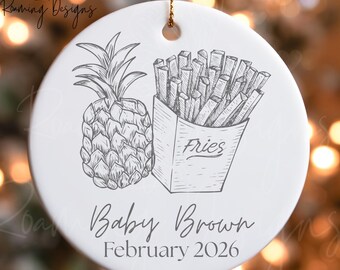 Personalized IVF Baby Announcement Ornament, Custom Pineapple Stick IVF Baby Ornament, Inferetility Surrogate IVF Ornament, Fries Transfer