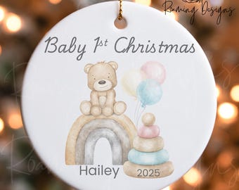Personalized Baby's First Christmas Ornament, Custom Baby Ornament, IVF Infertility Baby First Christmas, Surro Baby Fist Christmas, Rainbow
