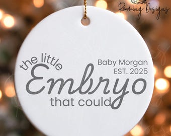Personalized The Little Embryo That Could Ornament, Custom Last Name Year Baby Announcement, IVF Infertility Ornament, Rainbow Baby Reveal