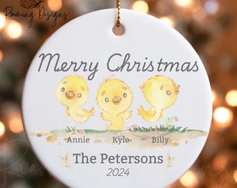Personalized Little Ducks Christmas Ornament, Custom Name and Year Family Xmas Ornament, Kids Family Ornament, Mothers Day Gift, Boy Mom