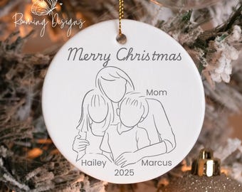 Personalized Mother and Children Ornament, Custom Single Mom Ornament, Single Mother Gift, Mothers Day Gift, Name Year Mum Ornament, Mommy
