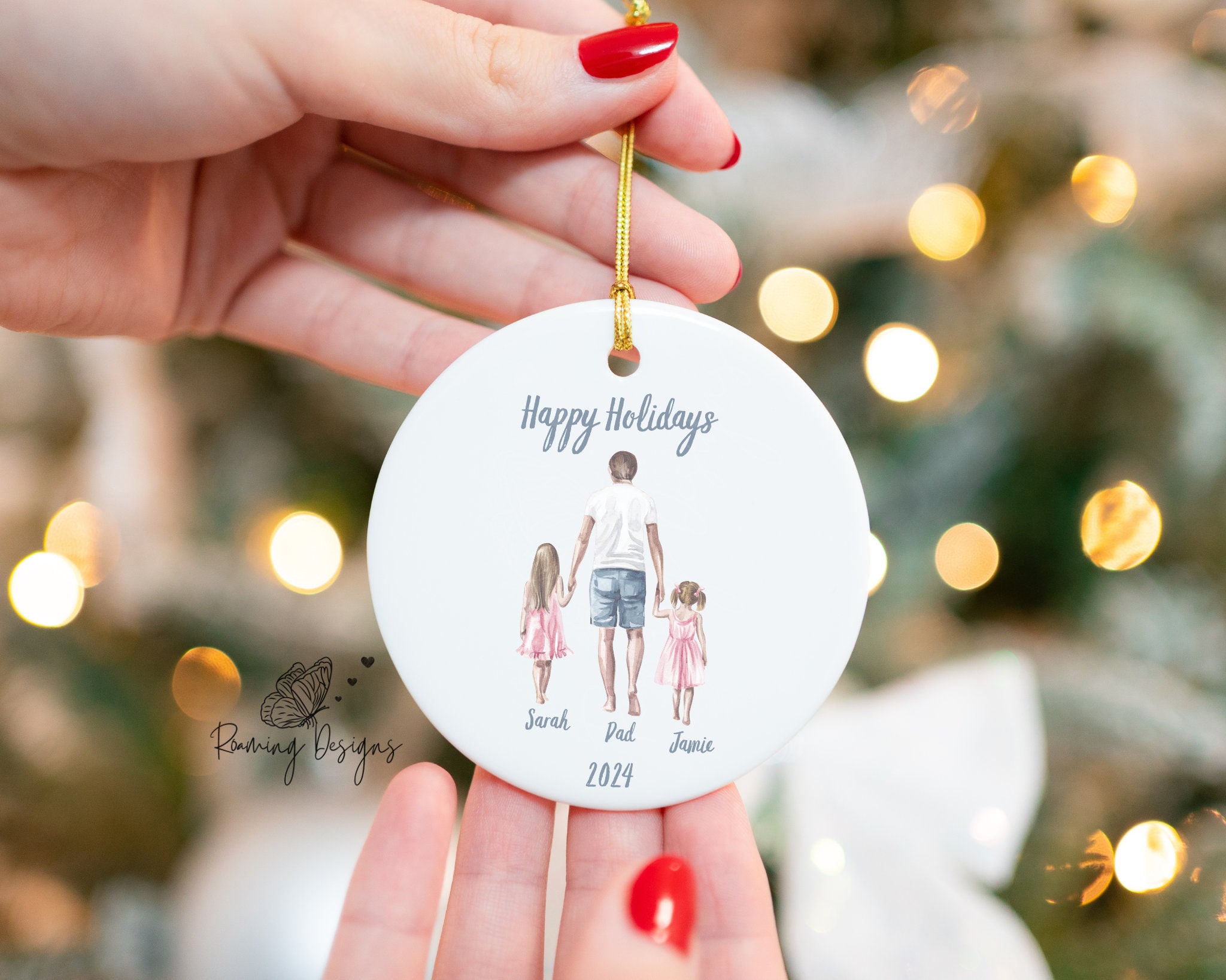 Personalized Single Dad Ceramic Ornament, Girl Dad Ornament Gift, Daddy ...