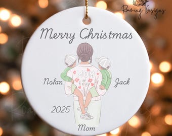 Personalized Boy Mom Christmas Ornament, Custom Mom to Boys Ornament, Boy Mum Name Ornament, Mothers Day Gift, Xmas Boy Mom Ornament, Year