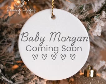 Personalize Baby Coming Soon Ornament, Custom Baby Last Name Ornament, IVF Infertility Ornament, Surrogate Ornament, Baby Announcement Gift
