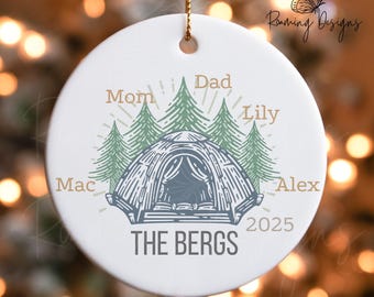 Personalized Family Camping Ornament, Custom Last Name First Name Year Ornament, Camping Adventures Personalized Ornament, RV Camping Parks