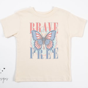 Brave & Free Retro 4th of July Shirt, 4th Of July Shirt, Fourth Of July Tee, Toddler Independence Shirt, Unisex Tee, Roaming Designs Co.