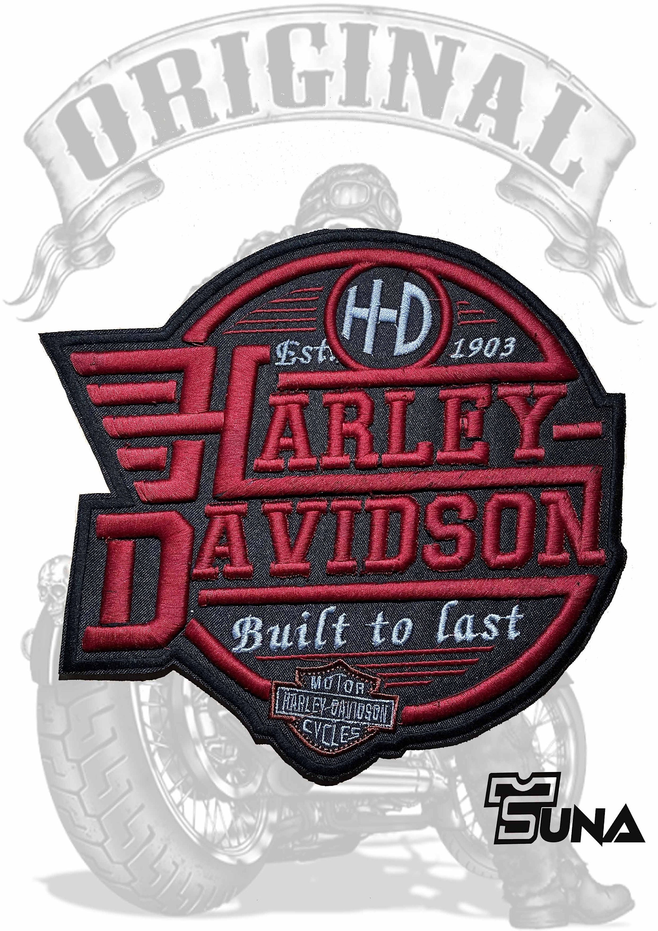 Gray Harley Davidson Patch Motorcycle Embroidered Large Iron on