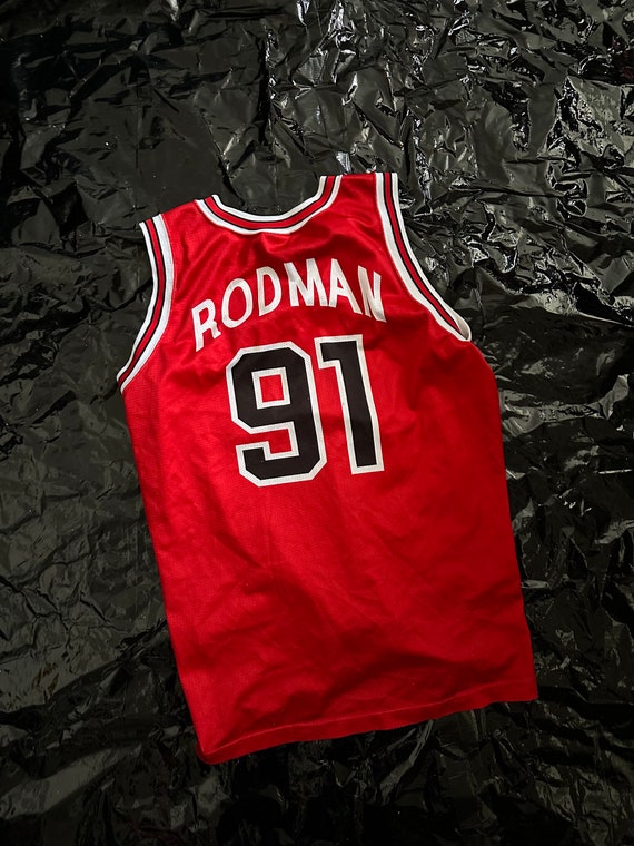 Champion Jersey Chicago Bulls Size M NBA Dennis Rodman 91 Vintage