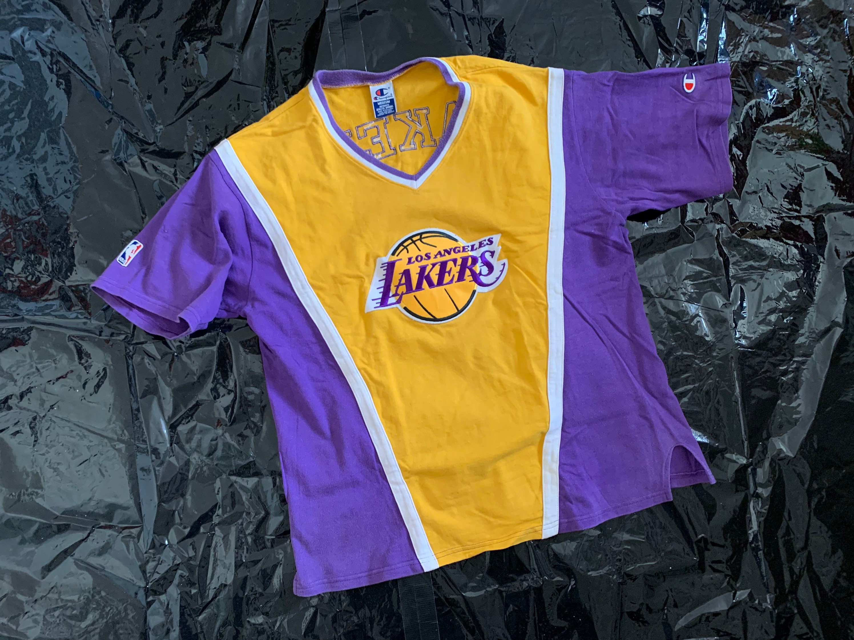 Vintage 90s Yellow Champion NBA Los Angeles Lakers Shooting Shirt