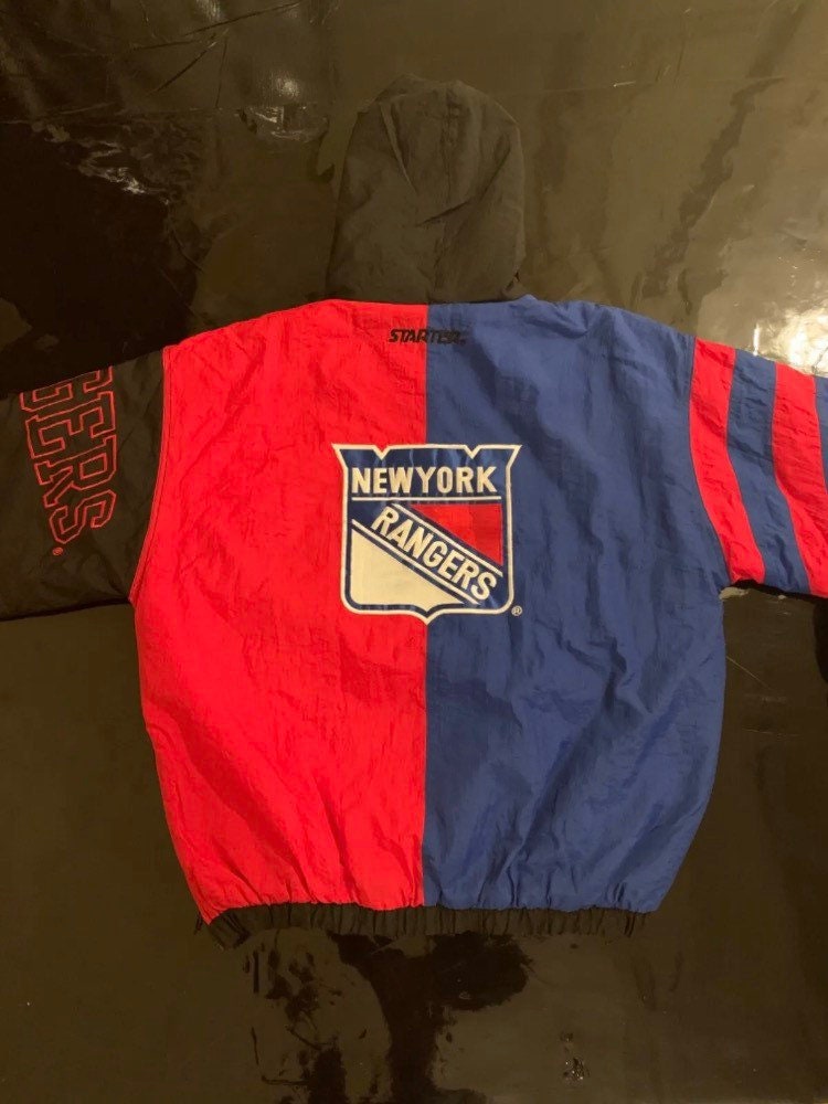 Vintage 1990's Starter NHL New York Rangers Youth Large Puffer Pullover  Jacket