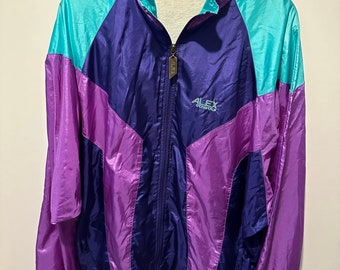 Alex Athletics Jacke Size XXL Vintage Retro Windbreaker 90s Jacket