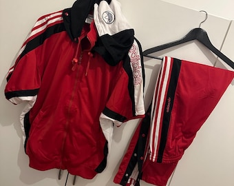 Adidas tracksuit, size M, retro vintage, Adidas button-up jogging suit