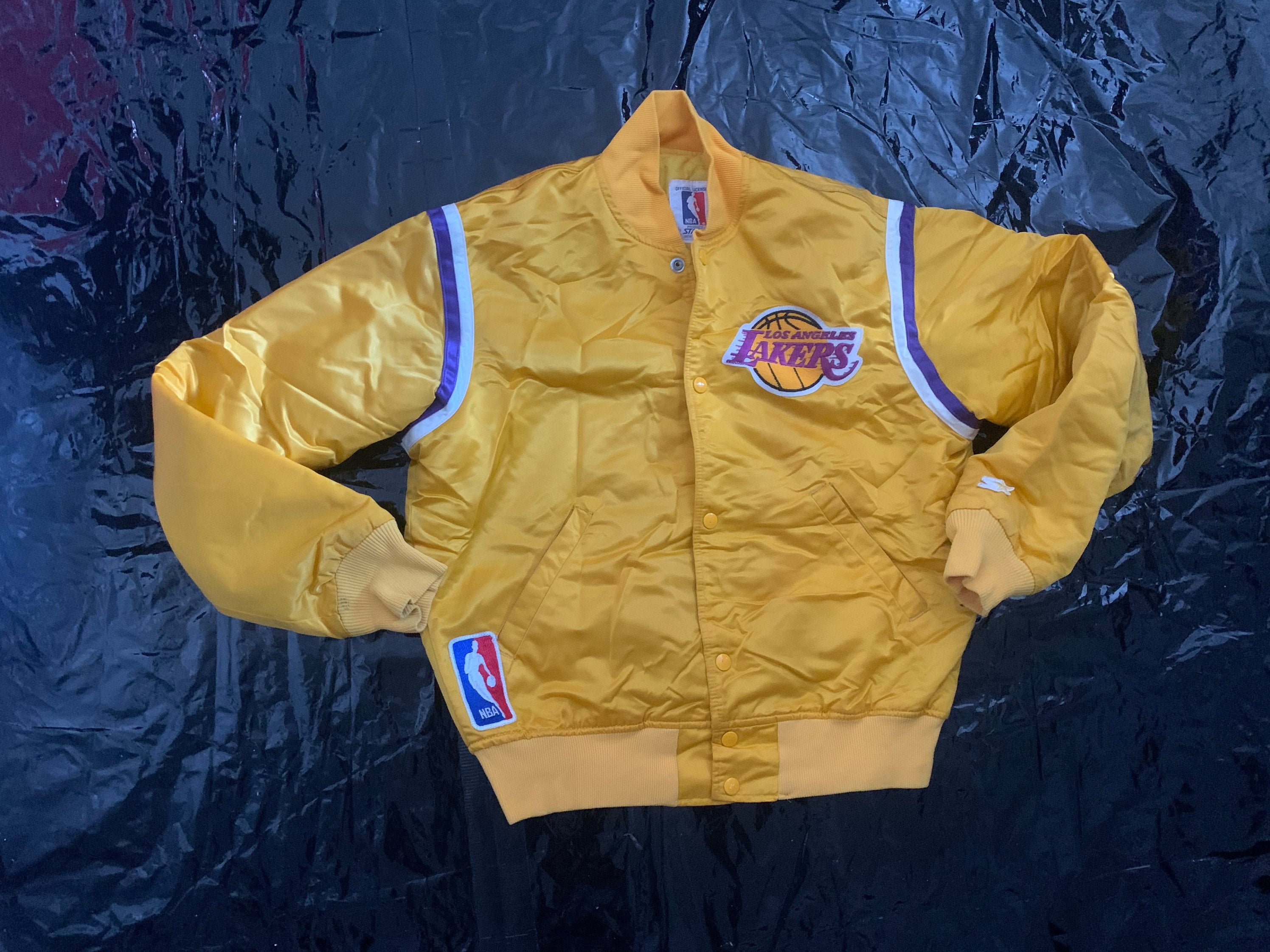 Los Angeles Lakers Vintage 80s Starter Satin Bomber Jacket Yellow Nba