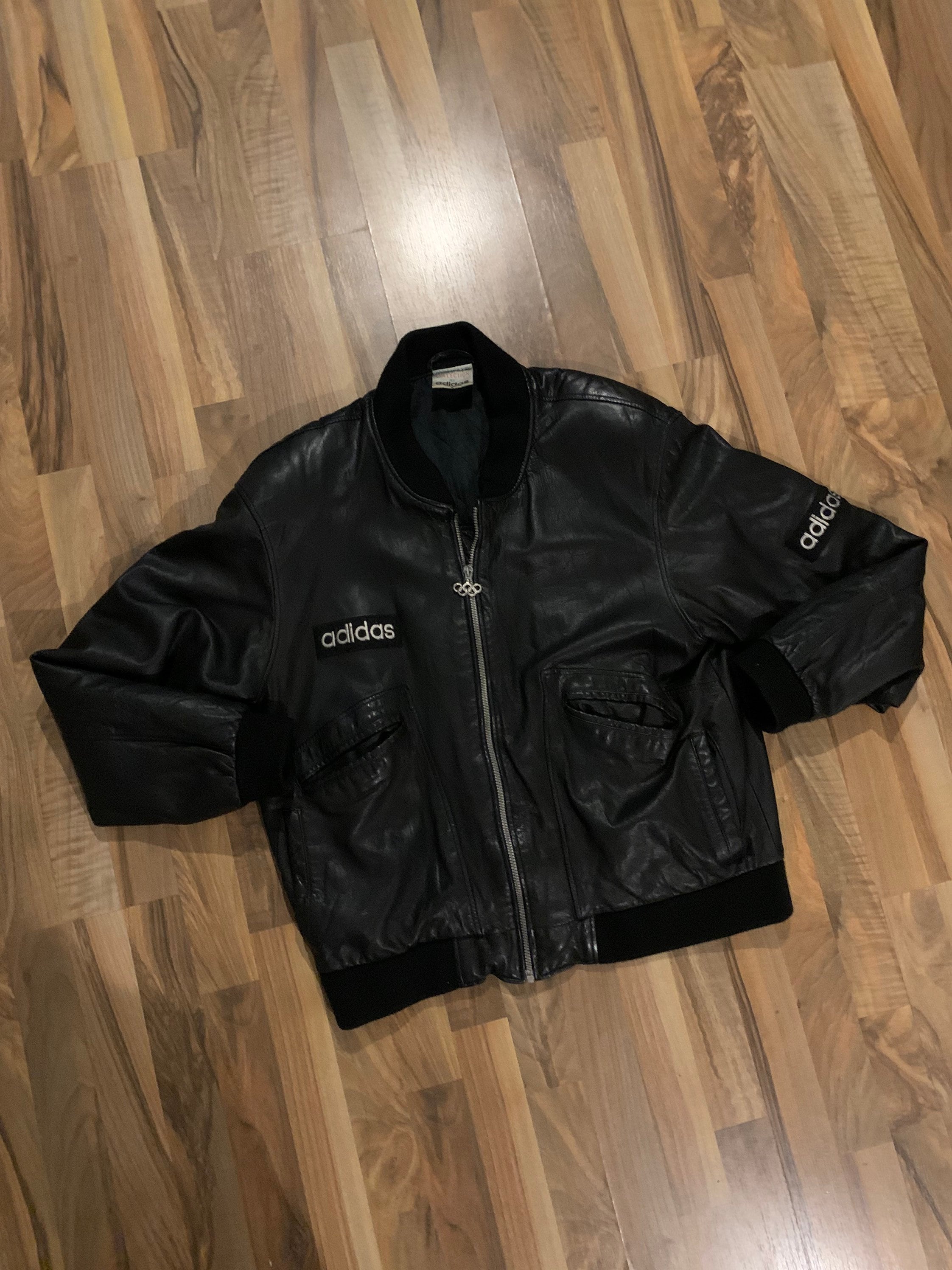 Adidas Leather Jacket Size L Olympic Leather Jacket Adidas Adidas Leather Jacket Size L Olympic Leather Jacket Adidas
