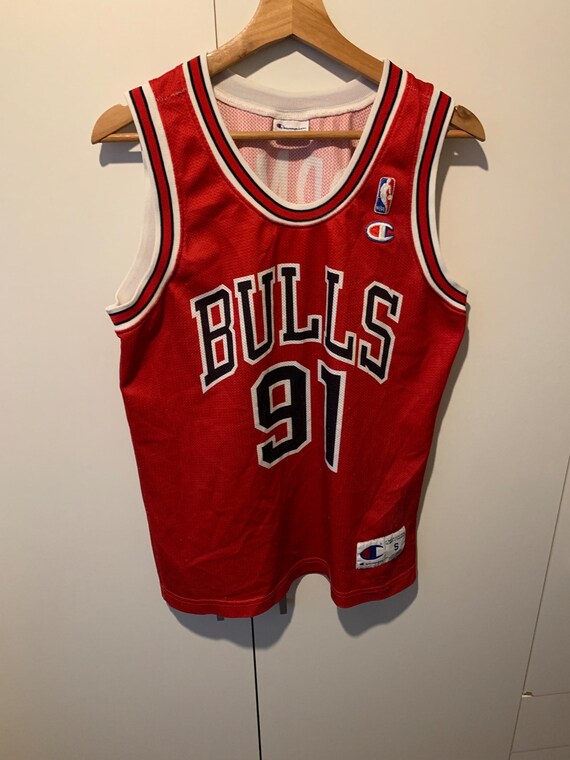 Outerstuff Chicago Bulls Youth Dennis Rodman #91 1995-96 Green Jersey Hardwood Classic Swingman M-10/12