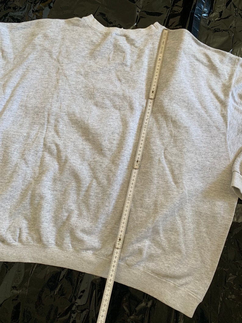 K&ouml;nnte beinhalten: Ein graues Sweatshirt mit einem Ma&szlig;band dar&uuml;bergelegt. Das Sweatshirt ist ein Basic-Modell mit Rundhalsausschnitt und langen &Auml;rmeln.