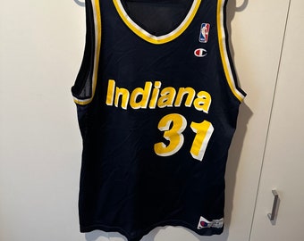 Vintage 90s Champion Jersey Indiana Pacers NBA Pinstripe #4 Travis