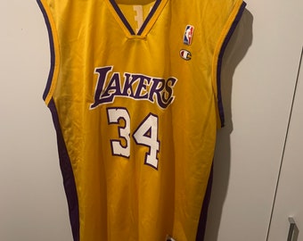 Maglia da campione Los Angeles Lakers taglia L 48 NBA Shaquille O'Neal 34 Vintage Vintage