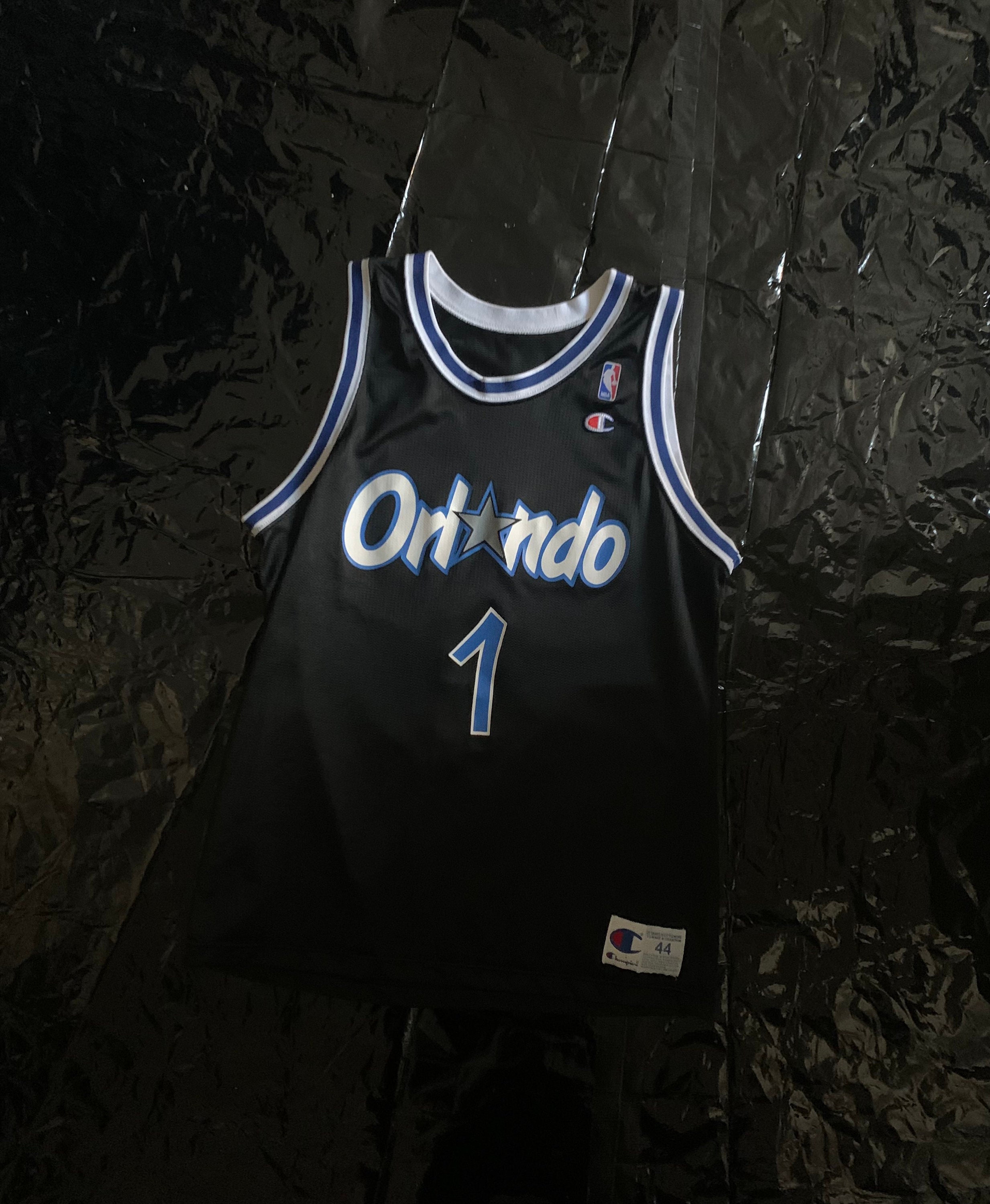 90s Penny Hardaway Orlando Magic jersey mens size 40 black Champion vtg