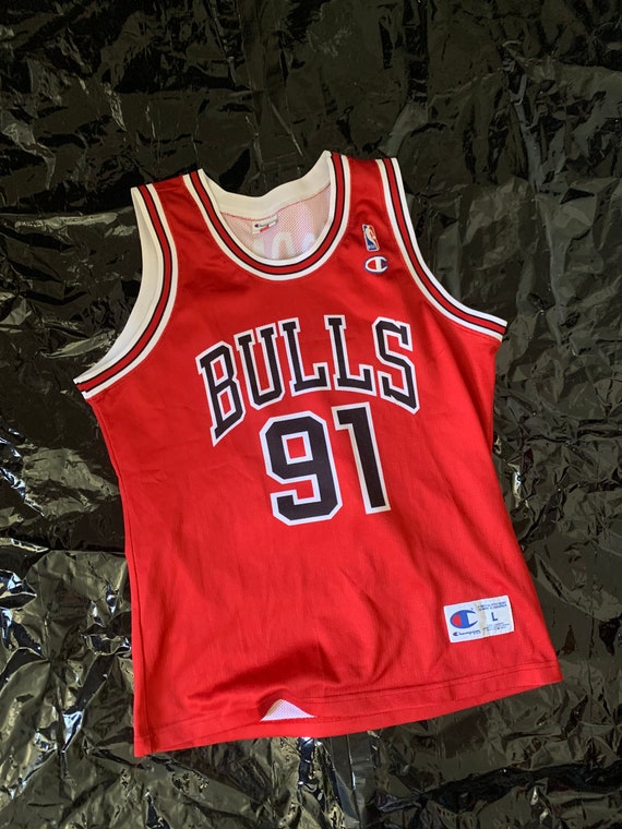 Maillot Champion Chicago Bulls Taille L NBA Dennis Rodman 91 Vintage Etsy France